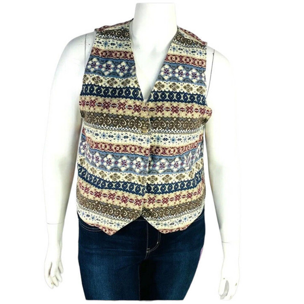 VTG Stuffed Shirt Jeanswear Womans Sz Large Prairie Western Vest USA